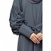 Elegant abaya with long cuff sleeves- Grey